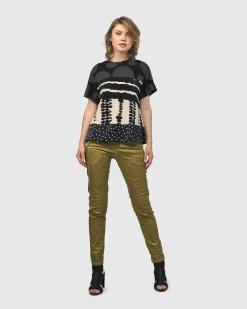 Women Alembika Plus<Iconic Stretch Jeans, Green Snake