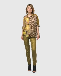 Women Alembika Plus<Iconic Stretch Jeans, Green Snake