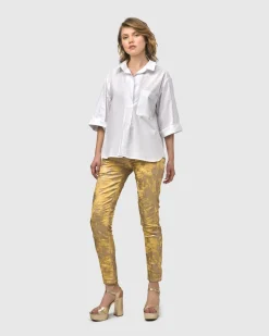 Women Alembika Plus<Iconic Stretch Jeans, Honey Gold
