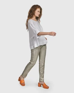 Women Alembika Plus<Iconic Stretch Jeans, Metallic Luster