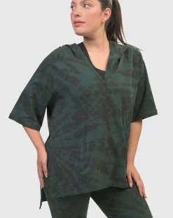 Women Alembika Tops & Tunics<Inhale Hooded Hi-Lo Top, Forest Tie-Dye
