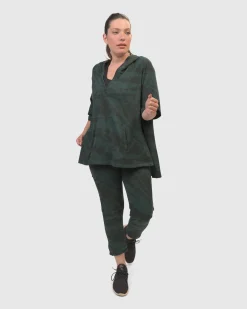 Women Alembika Tops & Tunics<Inhale Hooded Hi-Lo Top, Forest Tie-Dye