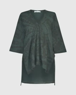 Women Alembika Tops & Tunics<Inhale Hooded Hi-Lo Top, Forest Tie-Dye