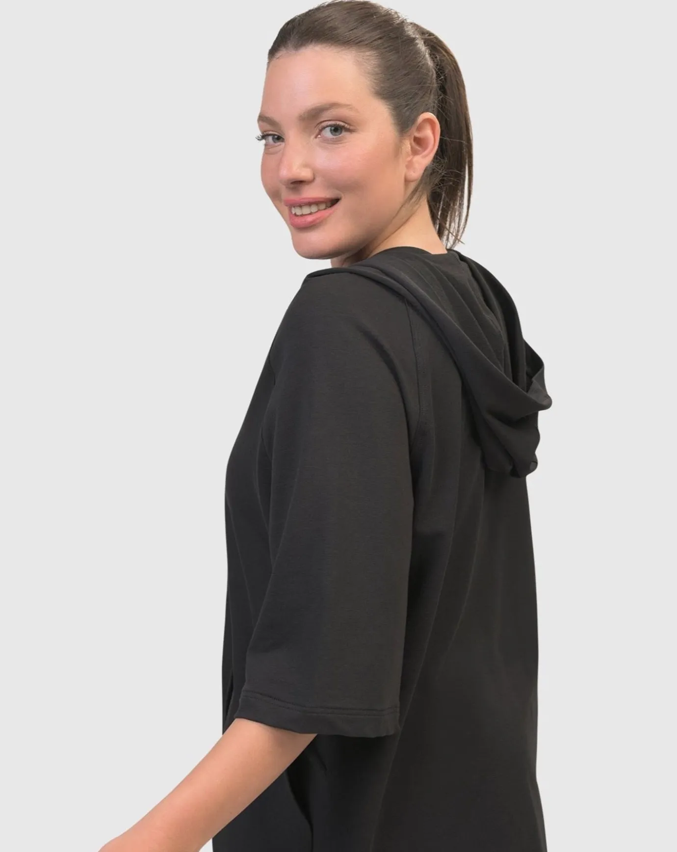 Women Alembika Tops & Tunics<Inhale Hooded Hi-Lo Top, Solid Black