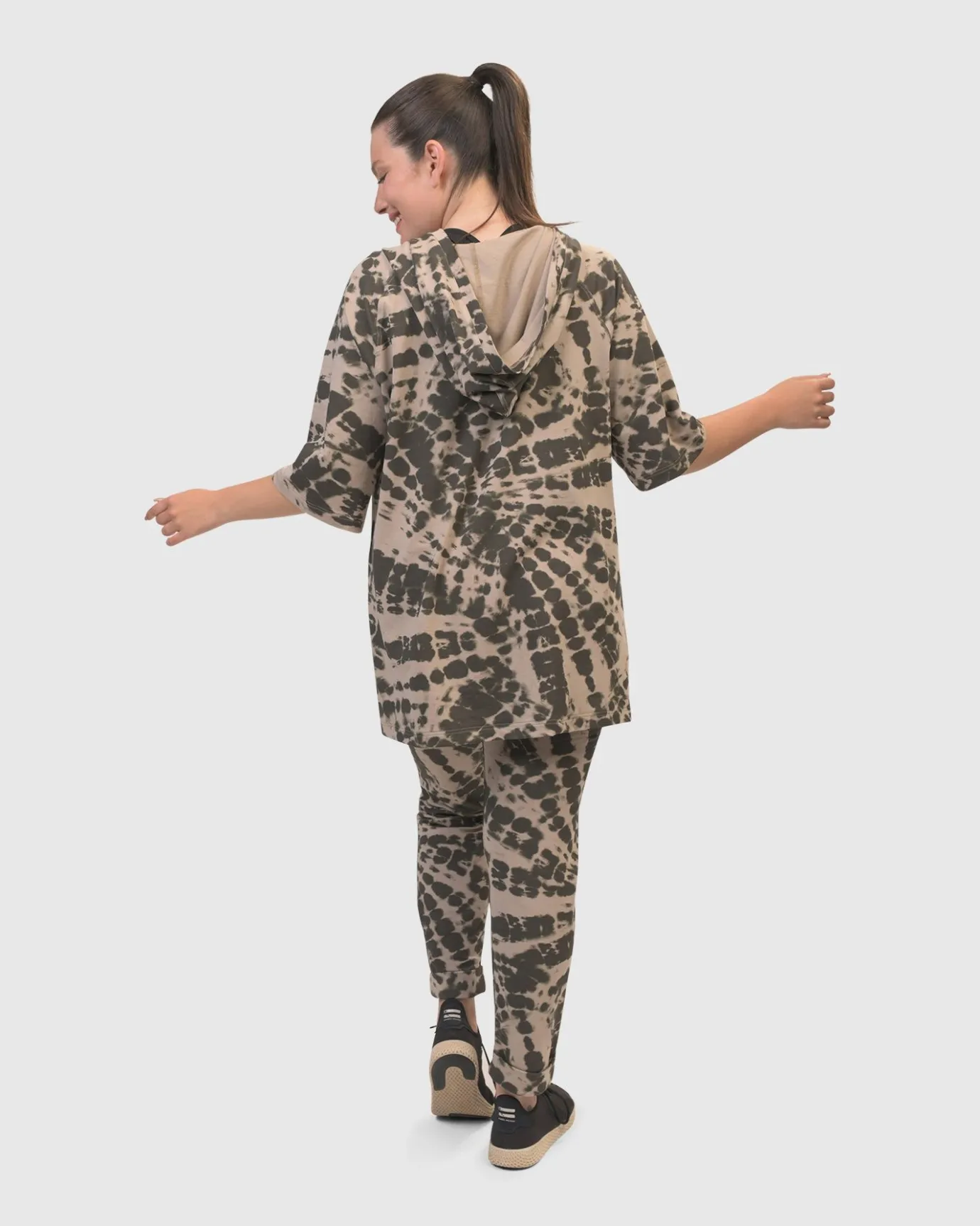 Women Alembika Tops & Tunics<Inhale Hooded Hi-Lo Top, Stone Tie-Dye