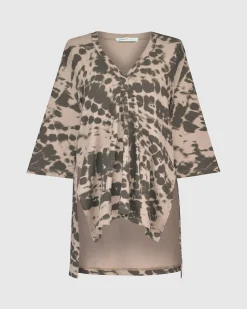 Women Alembika Tops & Tunics<Inhale Hooded Hi-Lo Top, Stone Tie-Dye