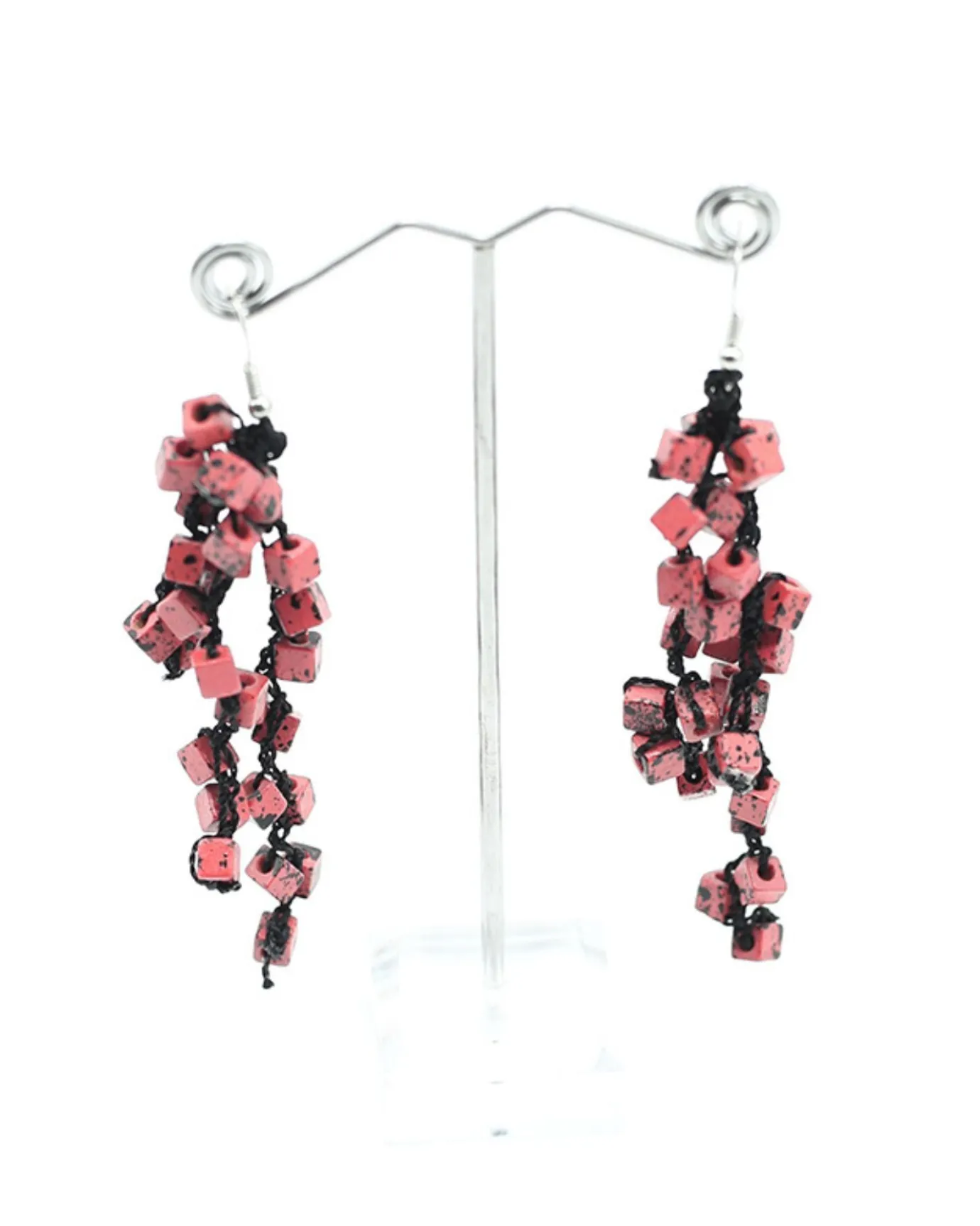 Women Alembika Accessories<Iris Pashmina Tassel Earrings, Pink/Black