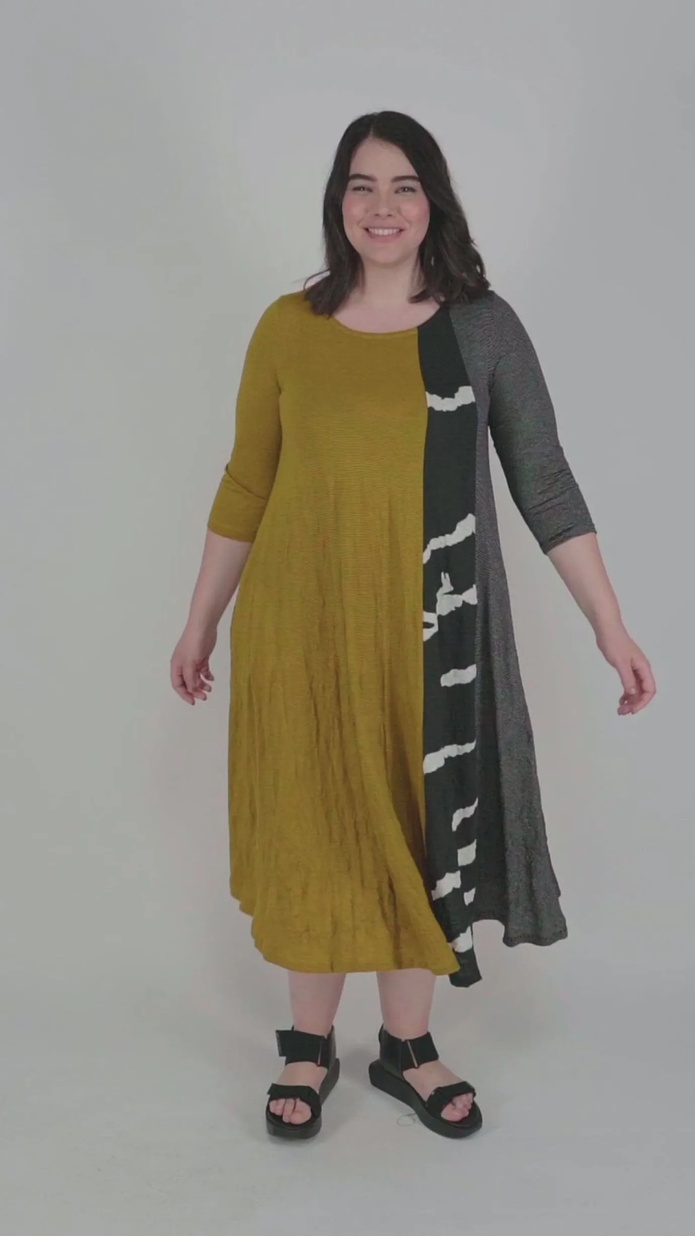 Women Alembika Dresses<Jill Crinkle Swing Dress, Yellow