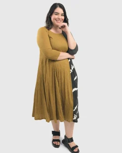 Women Alembika Plus<Jill Crinkle Swing Dress, Yellow