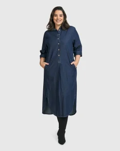 Women Alembika Dresses<Joie Collared Dress, Denim