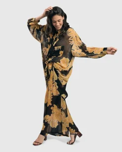 Women Alembika Plus<Kauai Chiffon Palazzo Pants, Gold
