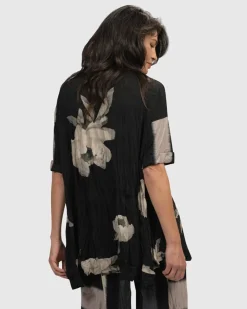Women Alembika Plus<Laila Crinkle Trapeze Top, Stripe/Roses