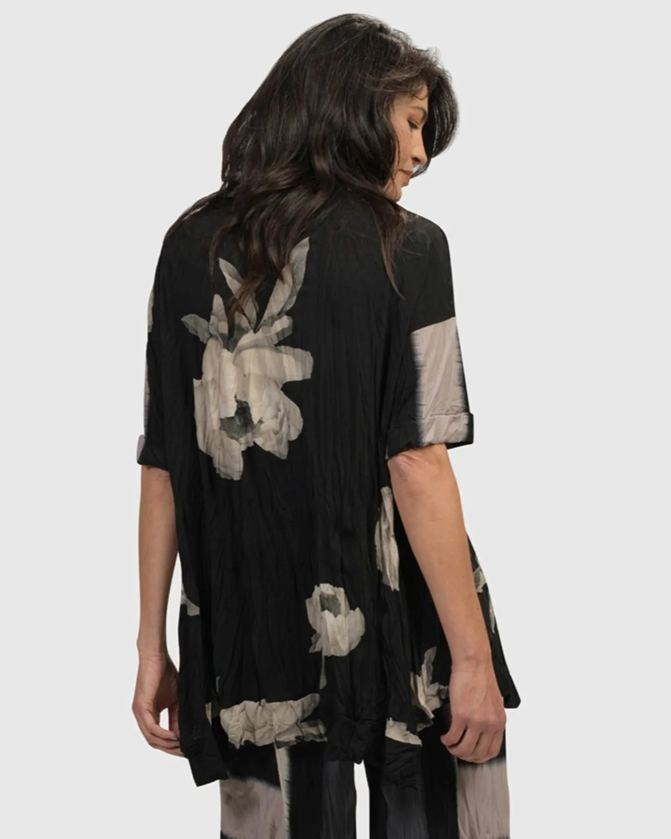 Women Alembika Tops & Tunics<Laila Crinkle Trapeze Top, Stripe/Roses