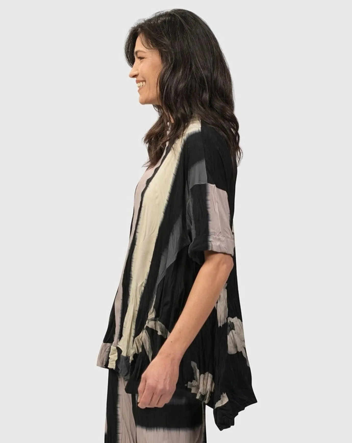 Women Alembika Tops & Tunics<Laila Crinkle Trapeze Top, Stripe/Roses
