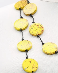 Women Alembika Accessories<Large Coin Necklace, Yellow Graffiti