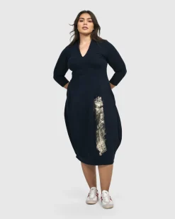 Women Alembika Plus<Laurel Cocoon Dress, Navy