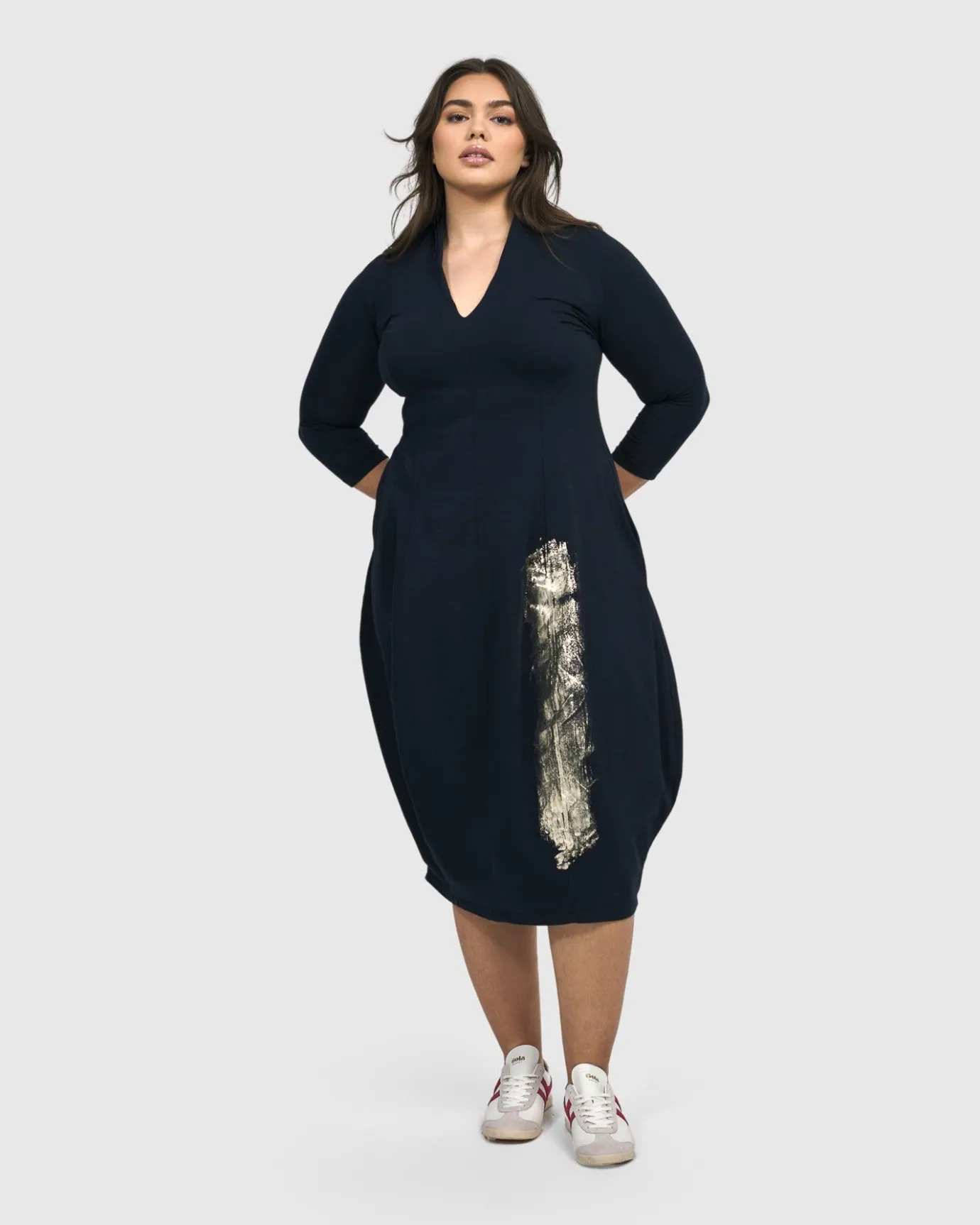 Women Alembika Plus<Laurel Cocoon Dress, Navy