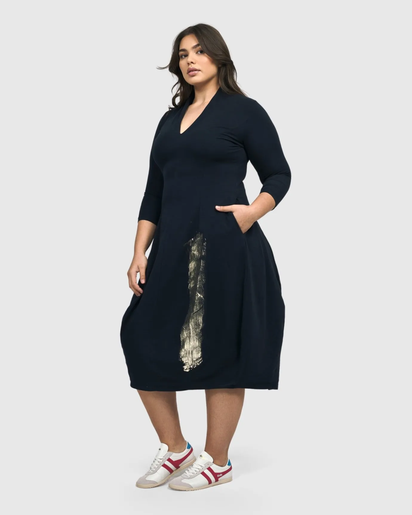Women Alembika Plus<Laurel Cocoon Dress, Navy