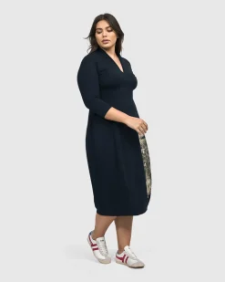Women Alembika Plus<Laurel Cocoon Dress, Navy