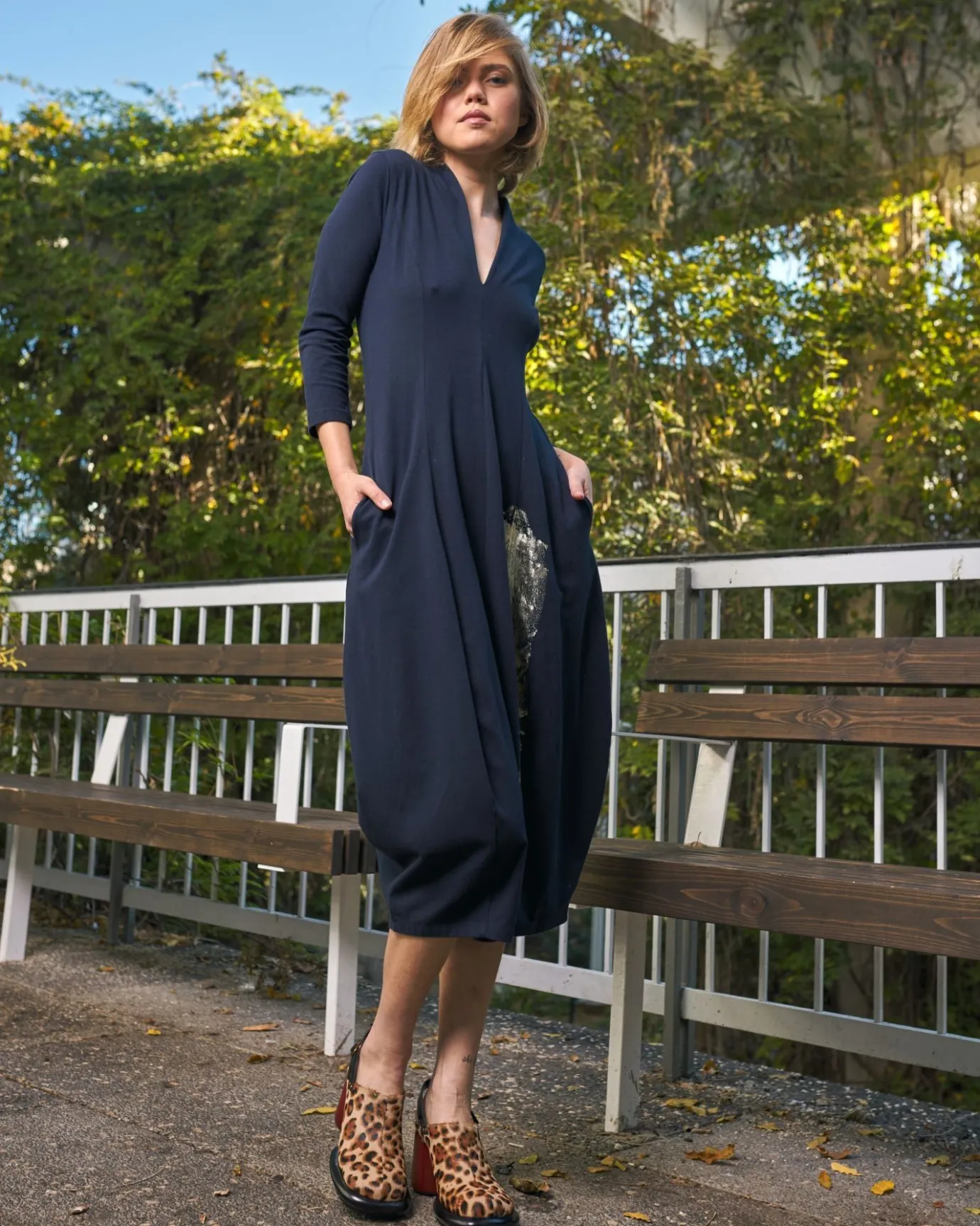 Women Alembika Dresses<Laurel Cocoon Dress, Navy