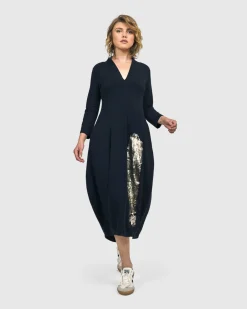 Women Alembika Dresses<Laurel Cocoon Dress, Navy