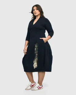 Women Alembika Dresses<Laurel Cocoon Dress, Navy