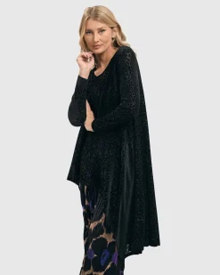Women Alembika Tops & Tunics<Leo Flocked Velvet Hi-Lo Tunic Top, Black