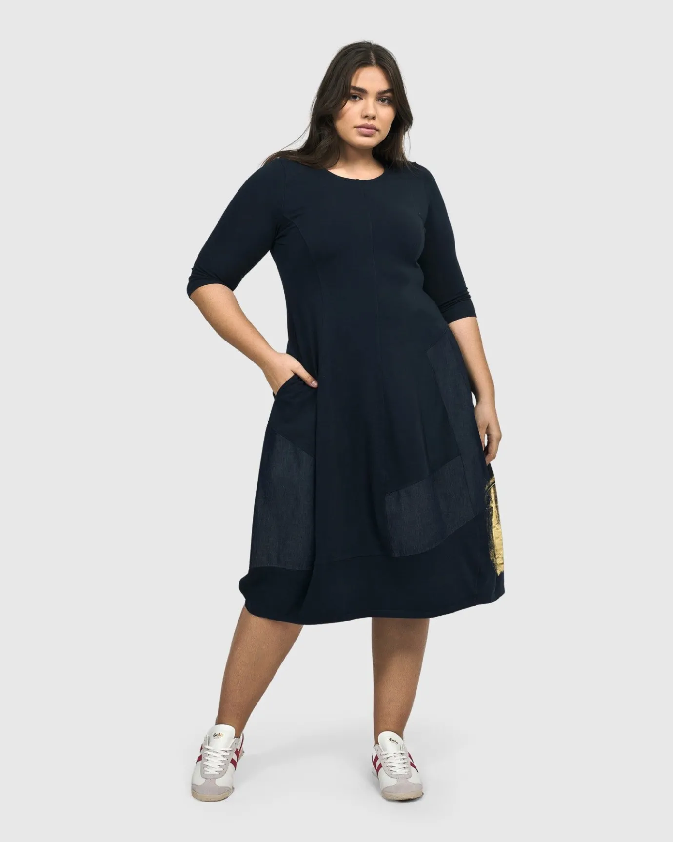 Women Alembika Plus<Lexington Crew Cocoon Dress, Navy