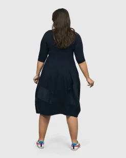 Women Alembika Plus<Lexington Crew Cocoon Dress, Navy