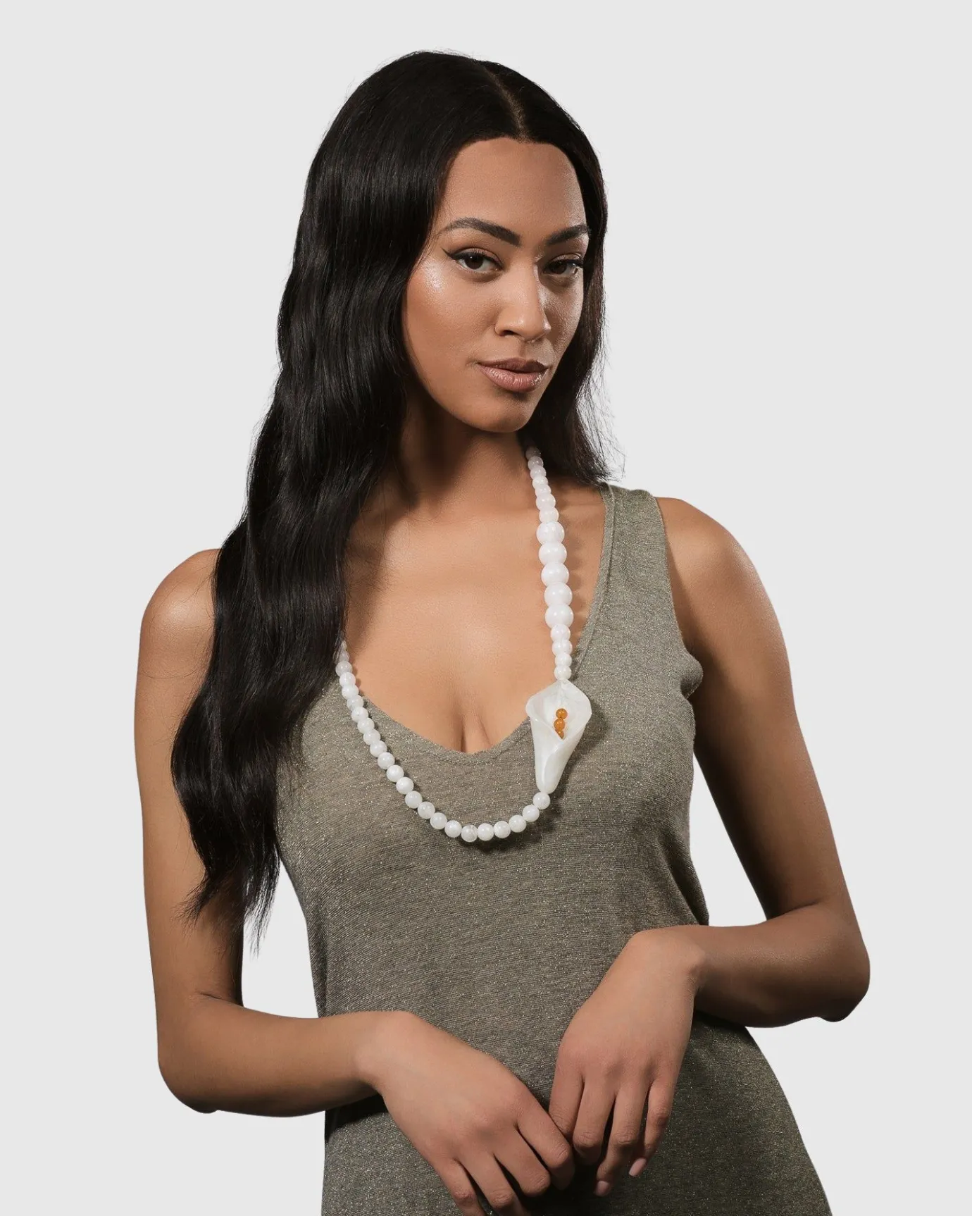Women Alembika Jewelry<Lily Bead Necklace, White