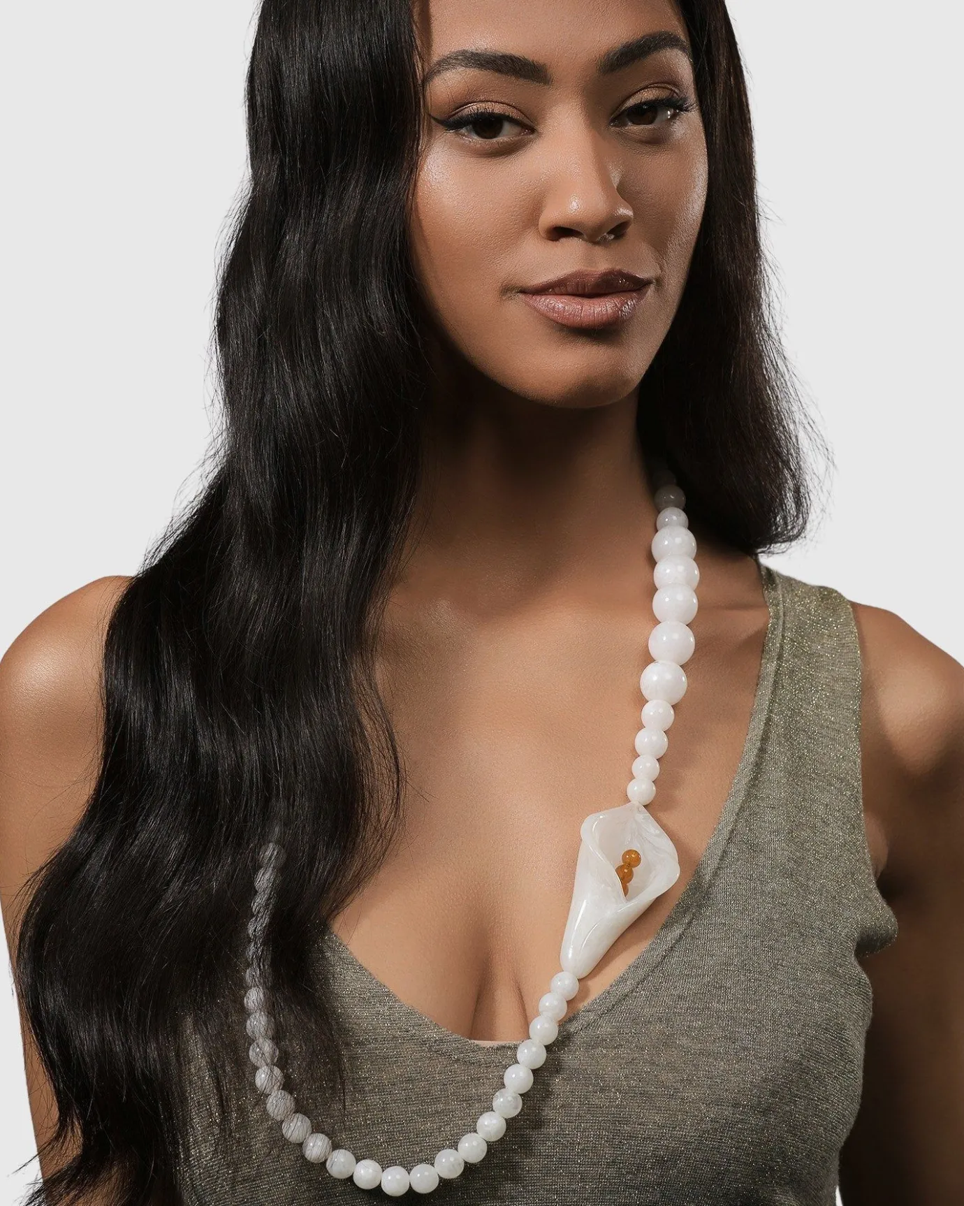 Women Alembika Jewelry<Lily Bead Necklace, White
