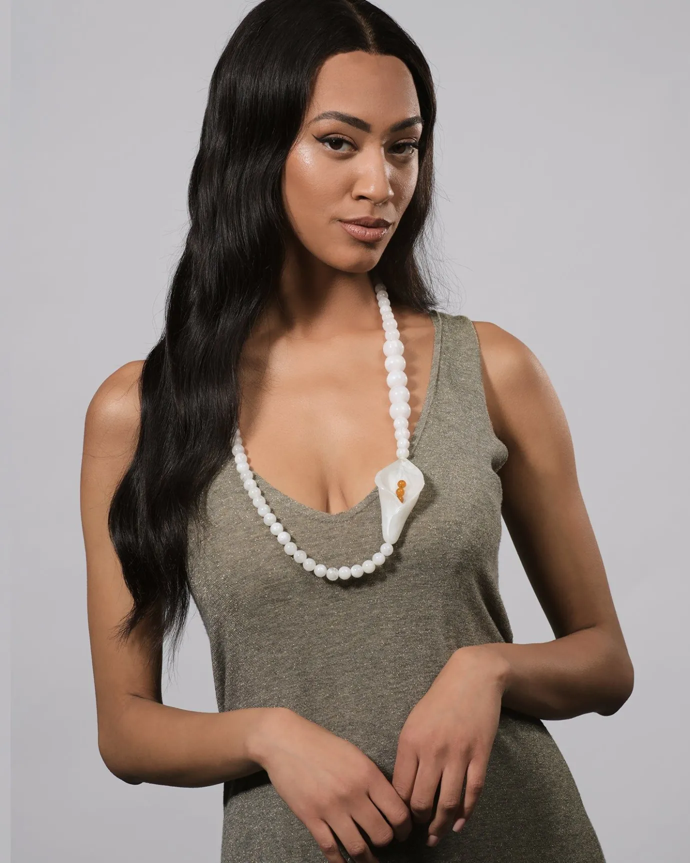 Women Alembika Jewelry<Lily Bead Necklace, White