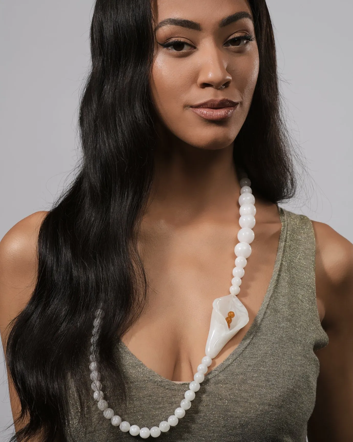 Women Alembika Jewelry<Lily Bead Necklace, White