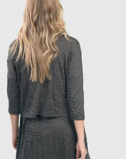 Women Alembika Plus<Linea Crinkle Crop Cardy, Black