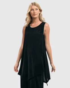 Women Alembika Tops & Tunics<Liv Sleeveless Tunic Top, Black Grid
