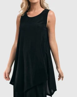 Women Alembika Plus<Liv Sleeveless Tunic Top, Black Grid