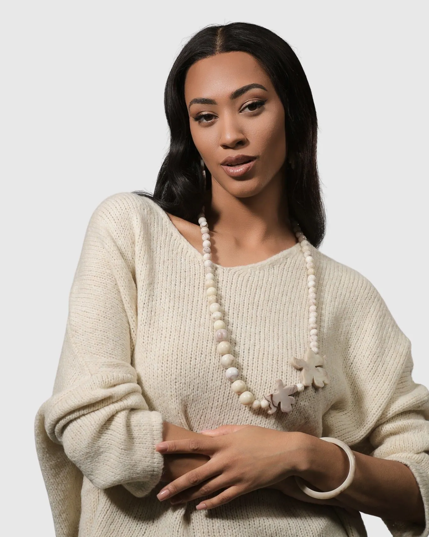 Women Alembika Jewelry<Lotus Bead Necklace, Oat