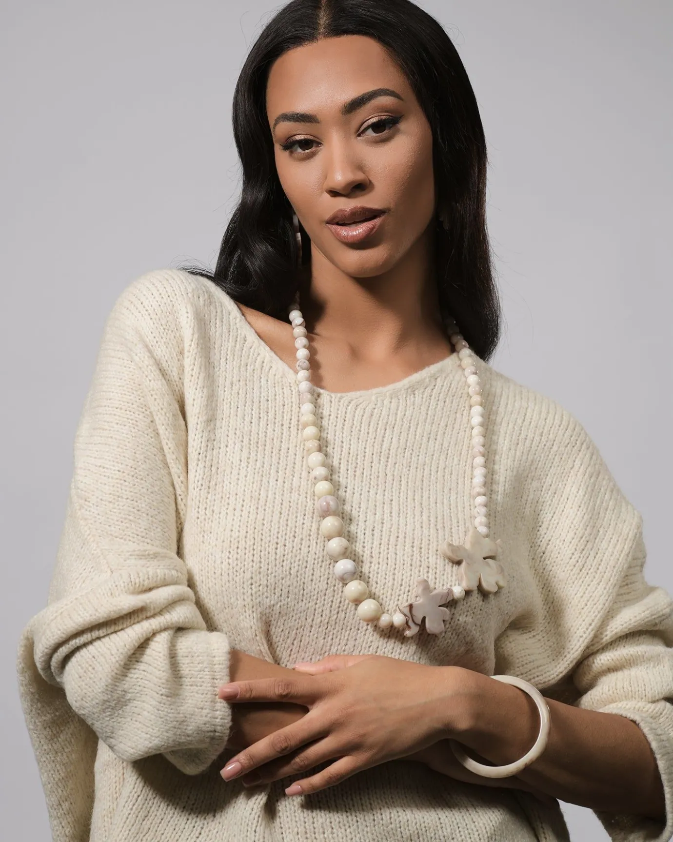 Women Alembika Jewelry<Lotus Bead Necklace, Oat