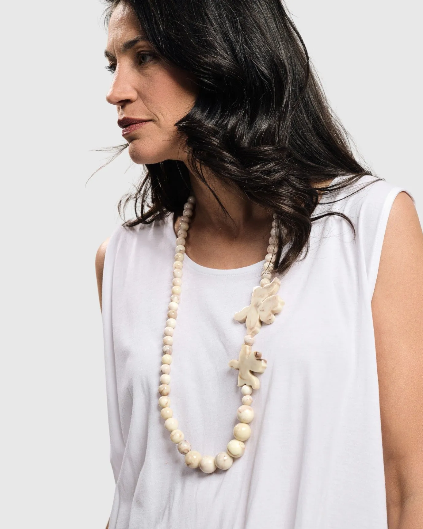 Women Alembika Jewelry<Lotus Bead Necklace, Oat