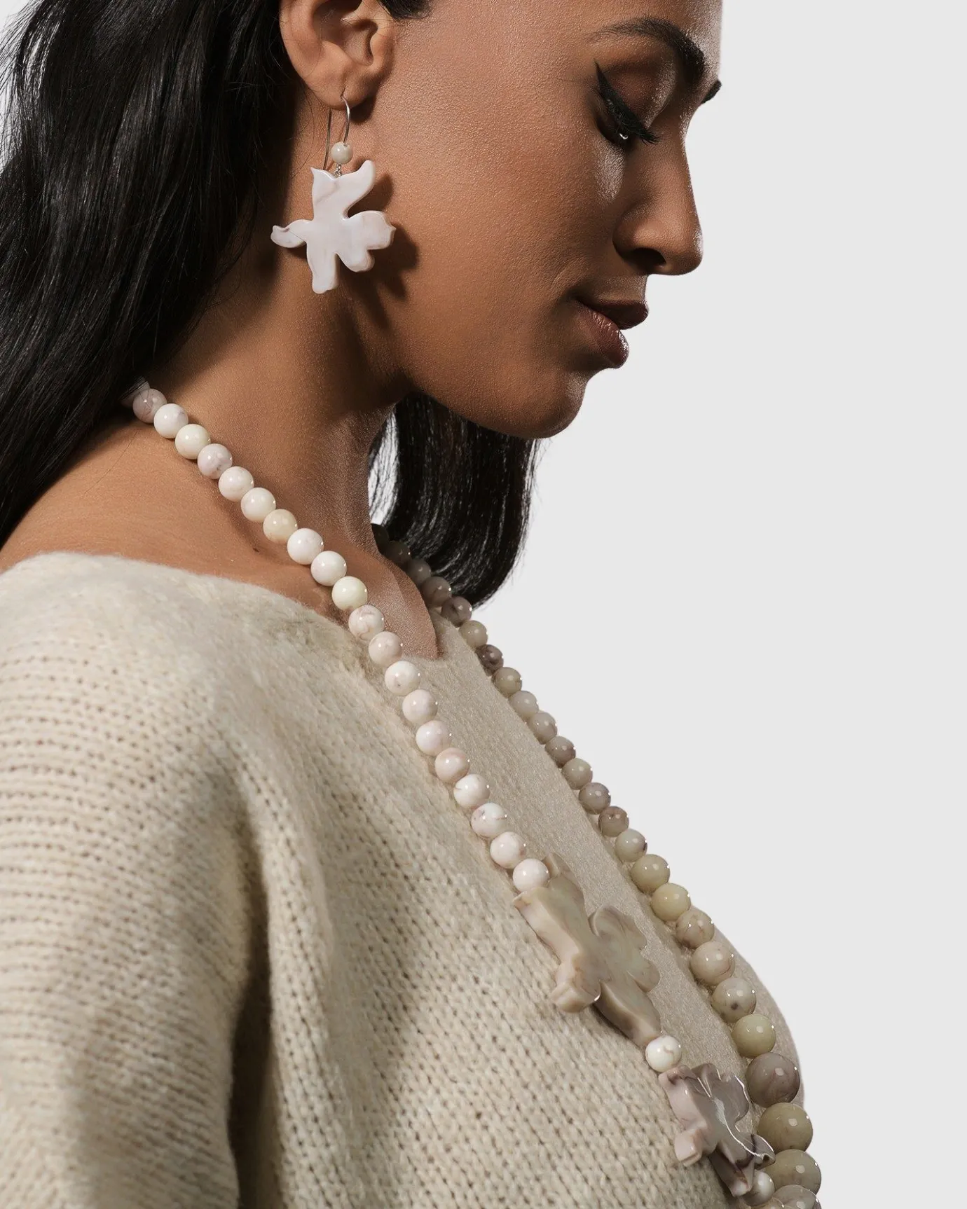 Women Alembika Accessories<Lotus Hook & Bead Earrings, Oat