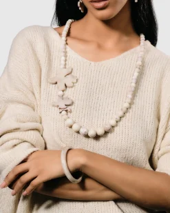 Women Alembika Accessories<Lotus Hook & Bead Earrings, Oat