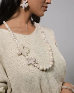 Women Alembika Accessories<Lotus Hook & Bead Earrings, Oat