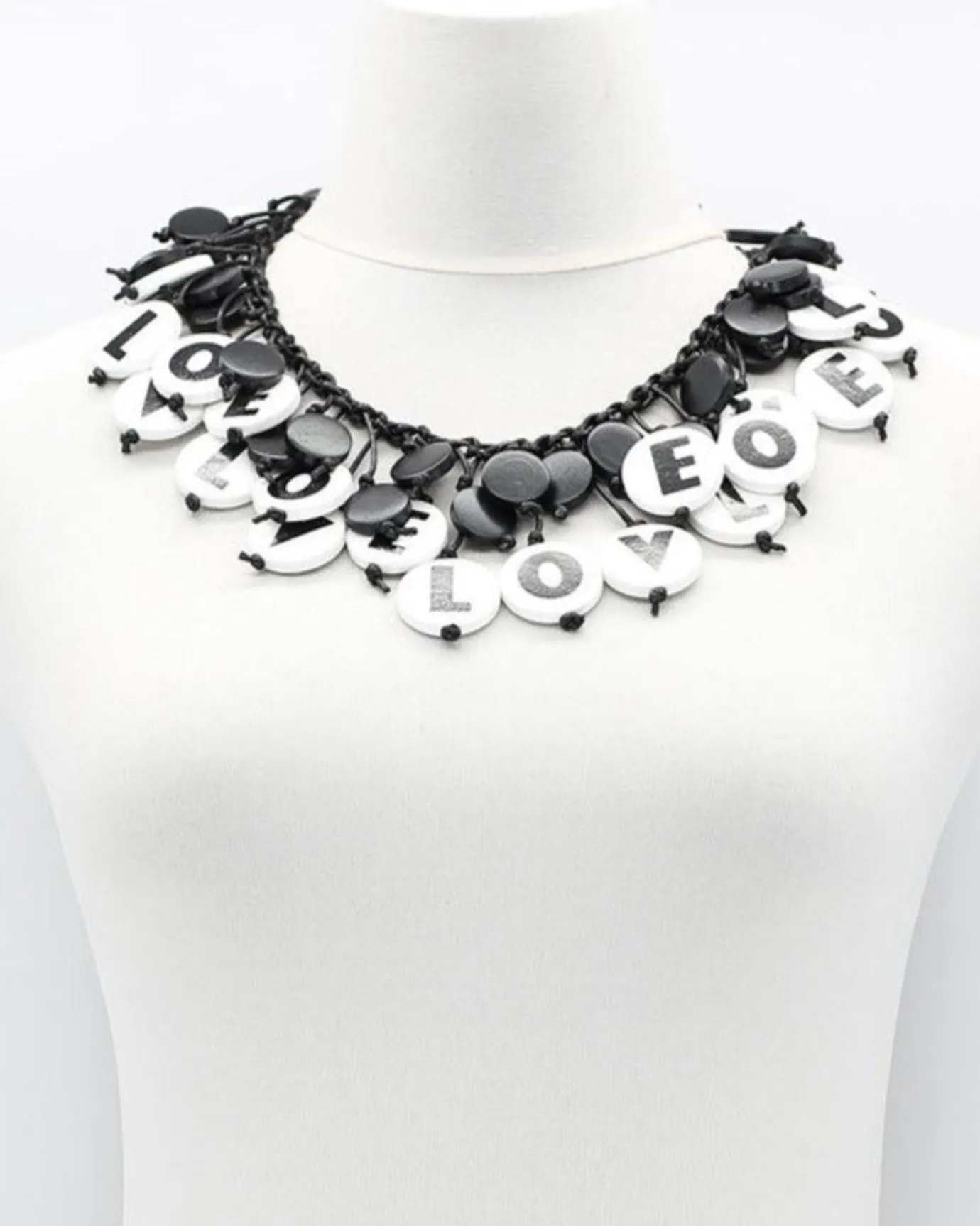 Women Alembika Accessories<Love Coin Cape Necklace, White/Black