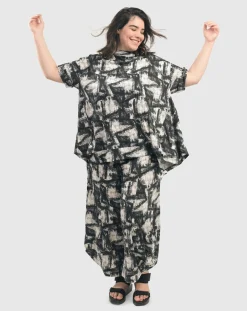 Women Alembika Plus<Marble Crinkle Punto Pants, Black
