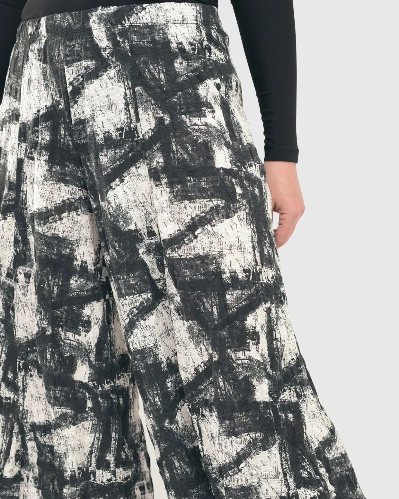 Women Alembika Plus<Marble Crinkle Punto Pants, Black