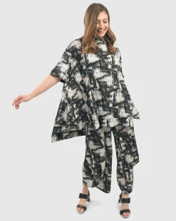 Women Alembika Plus<Marble Crinkle Punto Pants, Black