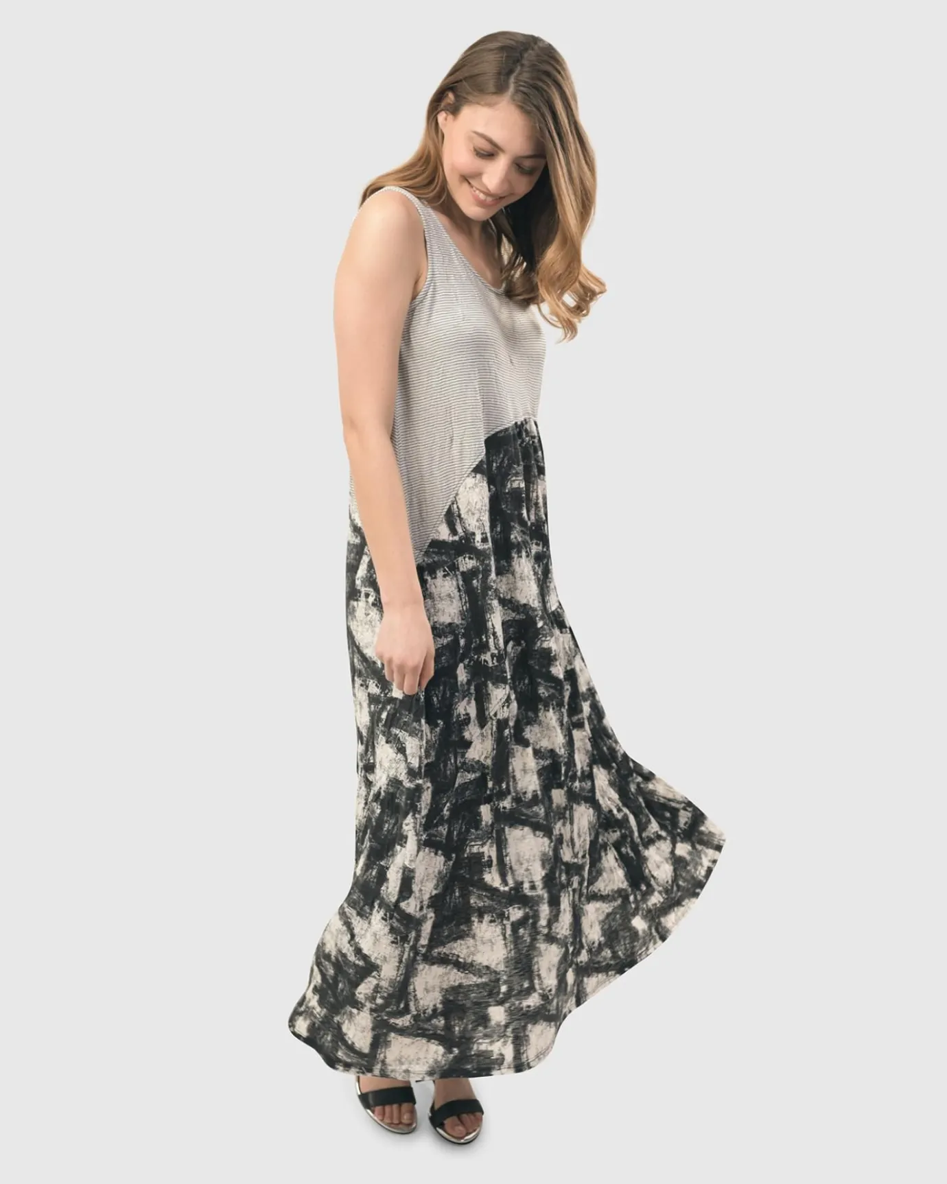Women Alembika Plus<Marble Crinkle Tank Dress, Black