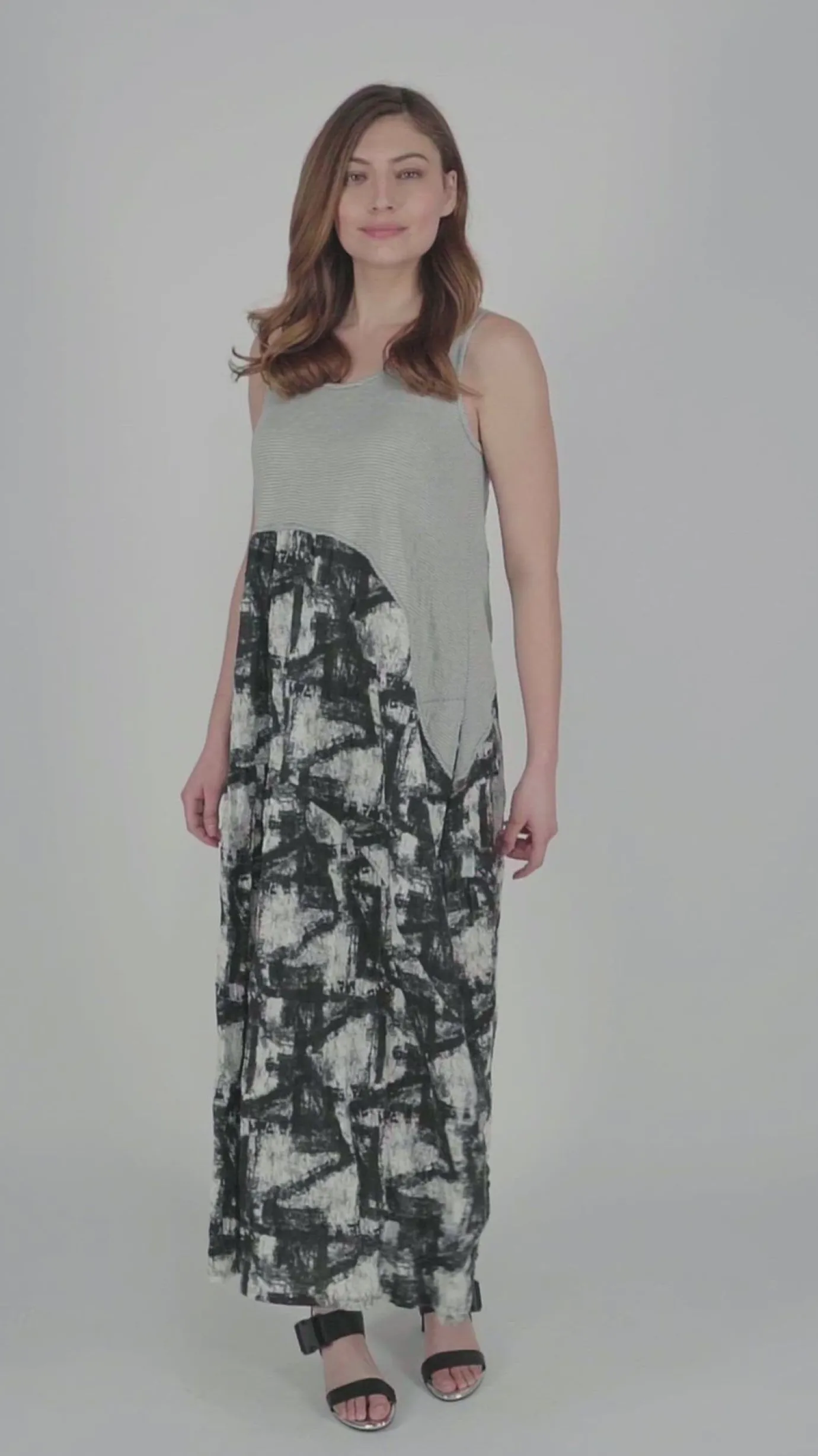 Women Alembika Plus<Marble Crinkle Tank Dress, Black