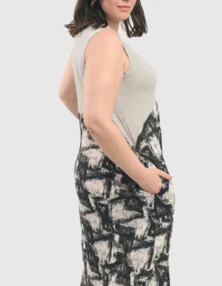 Women Alembika Plus<Marble Crinkle Tank Dress, Black