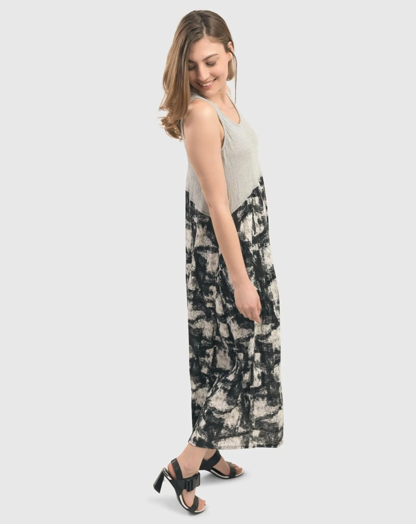Women Alembika Plus<Marble Crinkle Tank Dress, Black